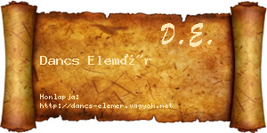 Dancs Elemér névjegykártya